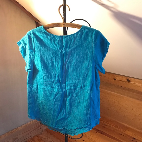 Soft Surroundings Teal Cotton Gauze Top, EUC, PS - Picture 2 of 13